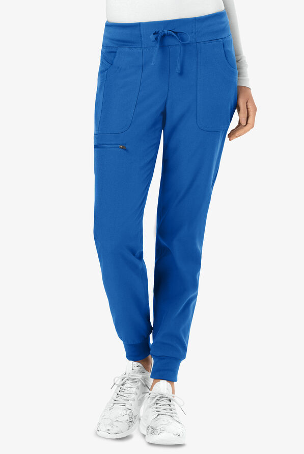 heartsoul Scrubs Break On Through Women's 6-Pocket STRETCH Elastic Cuff Jogger Scrub Pants - Petite - Royal - 1