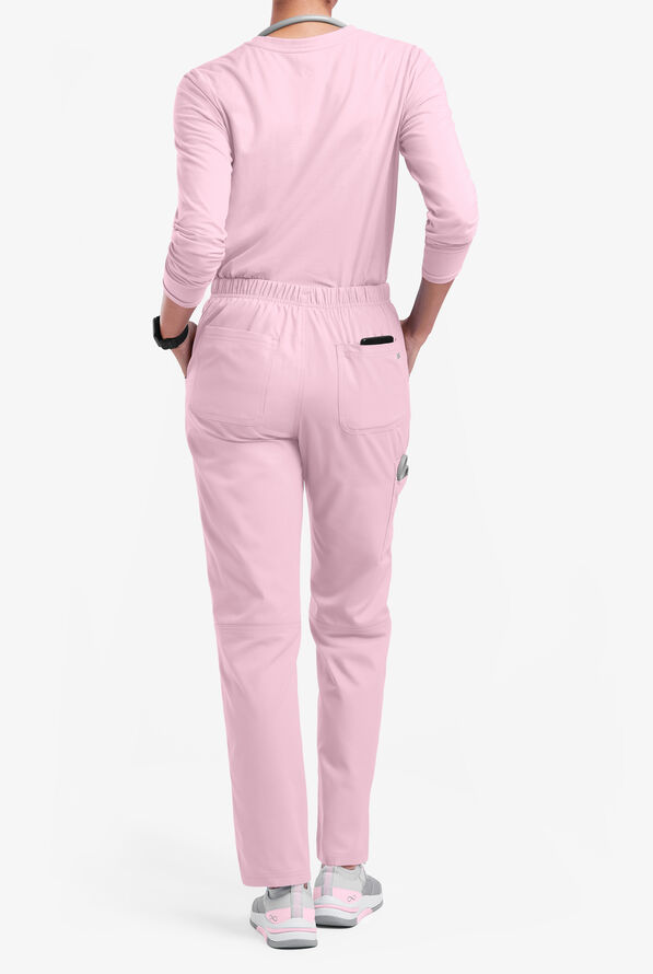 Butter-Soft Originals Women's 7-Pocket Mid Rise Straight Leg Cargo Scrub Pants - Tall - Rose Quartz - 3