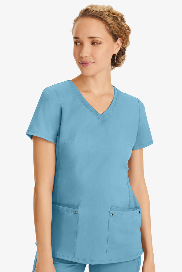 Healing Hands Purple Label Juliet Women's 2-Pocket STRETCH Princess Seam Scrub Top - Spectra Blue - 2