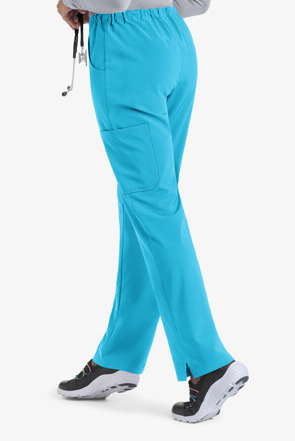 Easy STRETCH Eden Women's 4-Pocket Drawstring Scrub Pants - Turquoise - 2