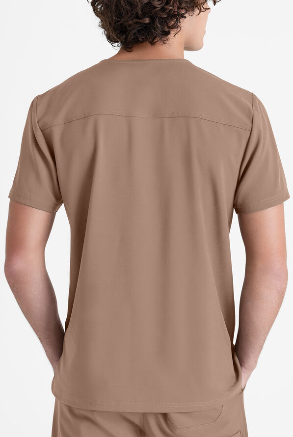 Grey's Anatomy by Barco Evolve STRETCH Journey Men's 1-Pocket Tuck In V-Neck Scrub Top - Driftwood - 3