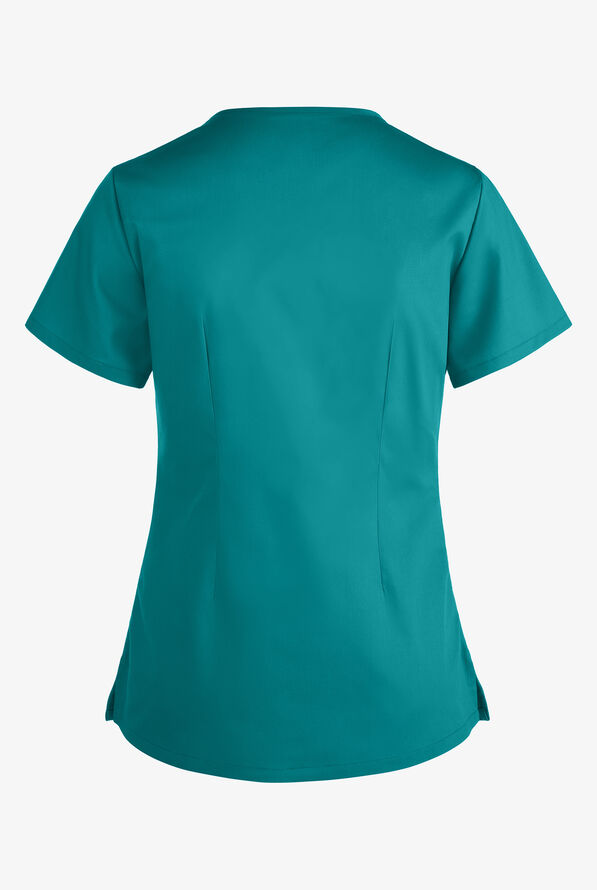 Blusa m&eacute;dica UA Butter-Soft STRETCH con ojales y 4 bolsillos para mujer - Teal - 4
