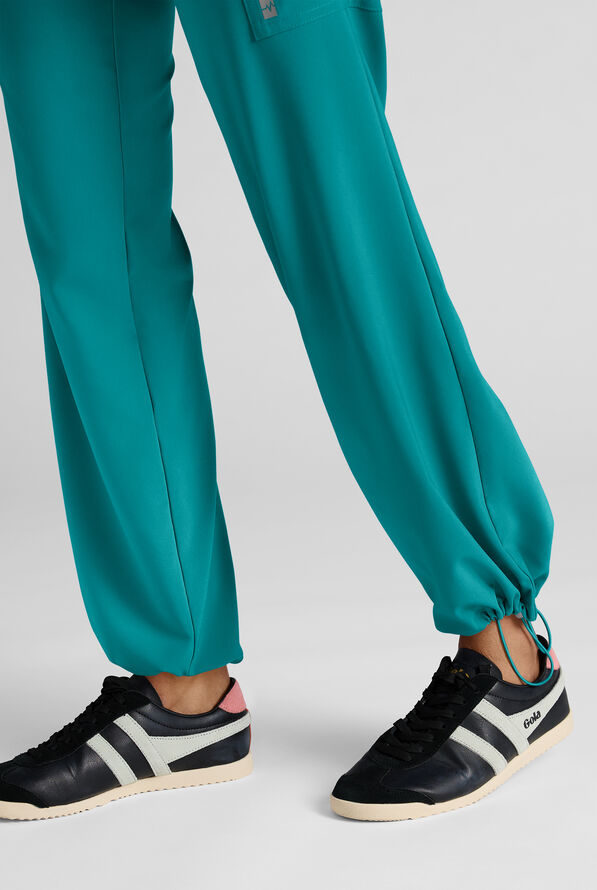 Easy STRETCH Ayo Women's 10-Pocket Cargo Scrub Pants - Petite - Teal - 6