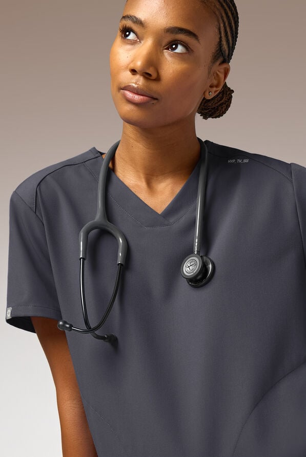 Blusa m&eacute;dica Hypothesis STRETCH estilo t&uacute;nica con 2 bolsillos para mujer - Pewter - 9