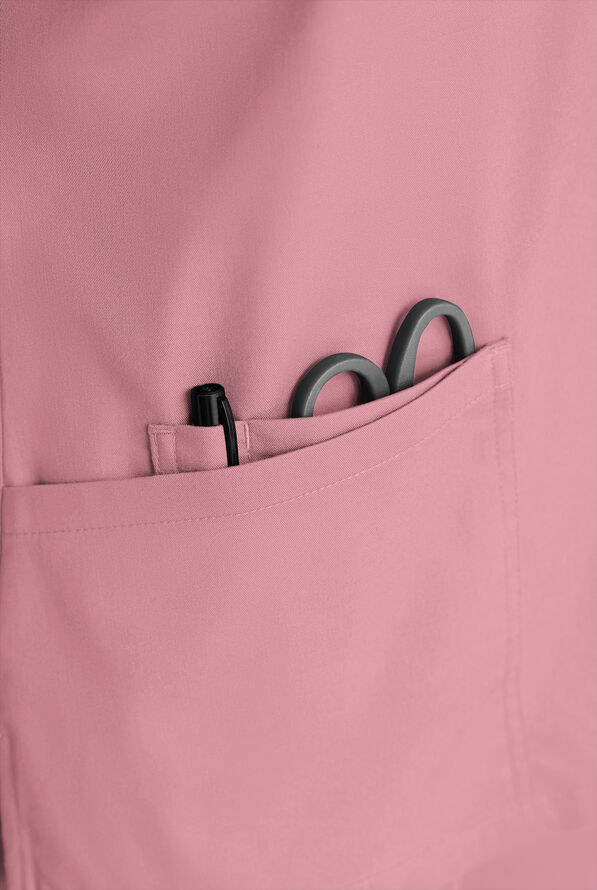 Butter-Soft STRETCH Women's 5-Pocket 3/4" Sleeve V-Neck Scrub Top - Cosmo Pink - 5