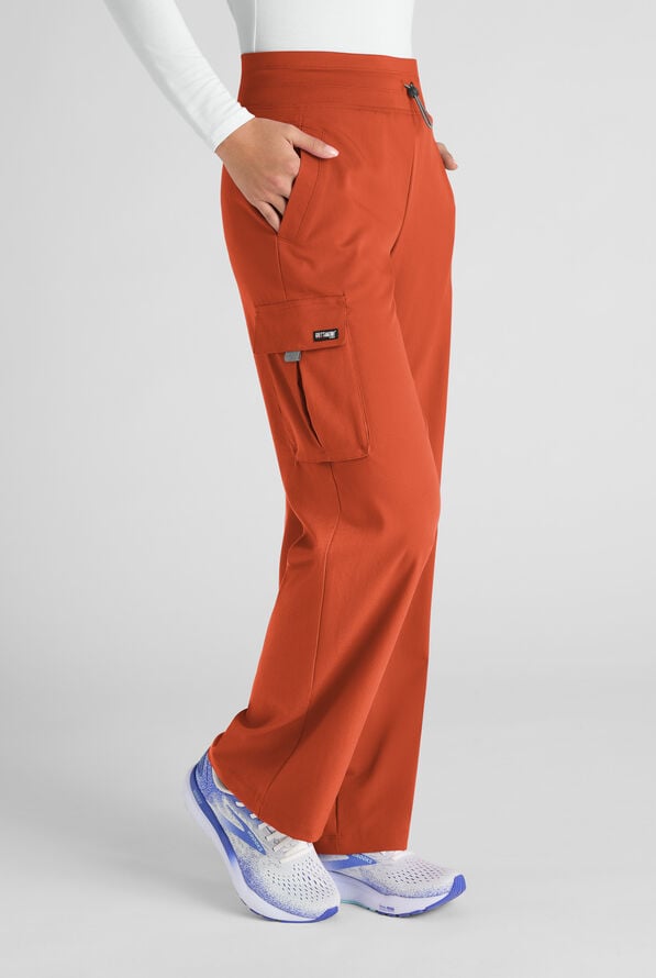 Grey's Anatomy by Barco Emerge Teagan Women's 6-Pocket STRETCH High-Rise Wide Leg Scrub Pants - Warm Sienna - 1