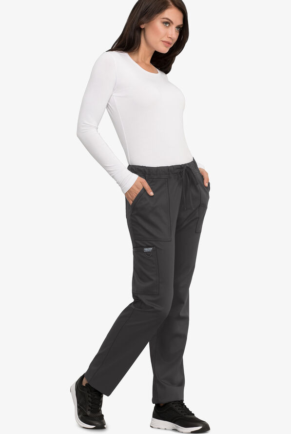 Cherokee Workwear Revolution Unisex 4-Pocket STRETCH Drawstring Cargo Scrub Pants - Tall - Pewter - 4