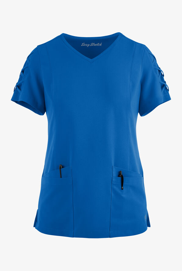 Blusa médica EASY STRETCH Kylie con detalle entrecruzado y 5 bolsillos para mujer - Royal - 1