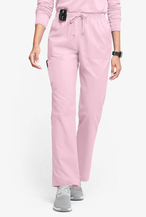 Butter-Soft Originals Women's 7-Pocket Mid Rise Straight Leg Cargo Scrub Pants - Tall - Rose Quartz - 1