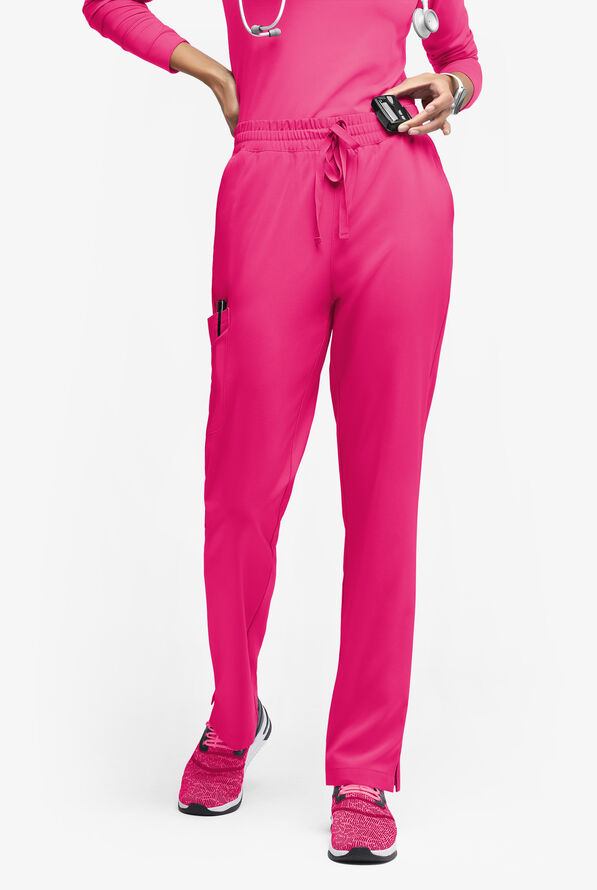 Easy STRETCH Naya Women’s Natural Waist 6-Pocket Straight Leg Scrub Pants - Petite - Flirt - 1