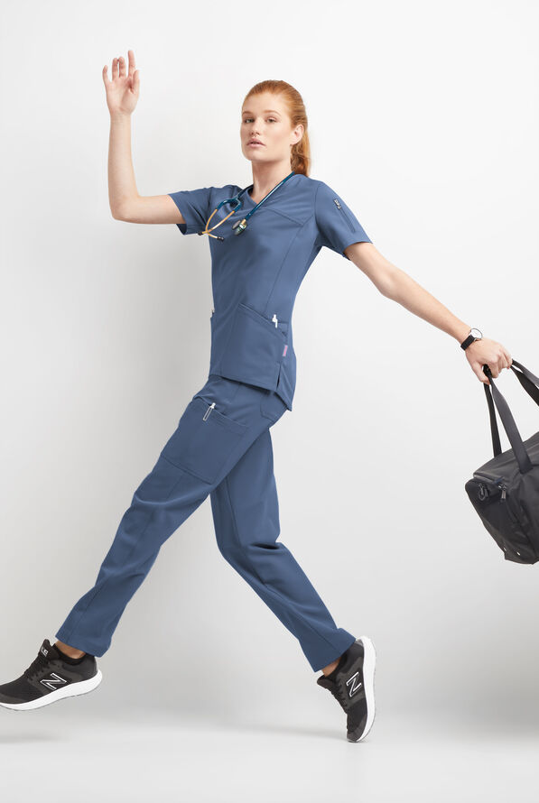 MOVEMENT by Butter-Soft Rigel Women's 9-Pocket Interior Drawstring STRETCH Scrub Pants - Blue Horizon - 4