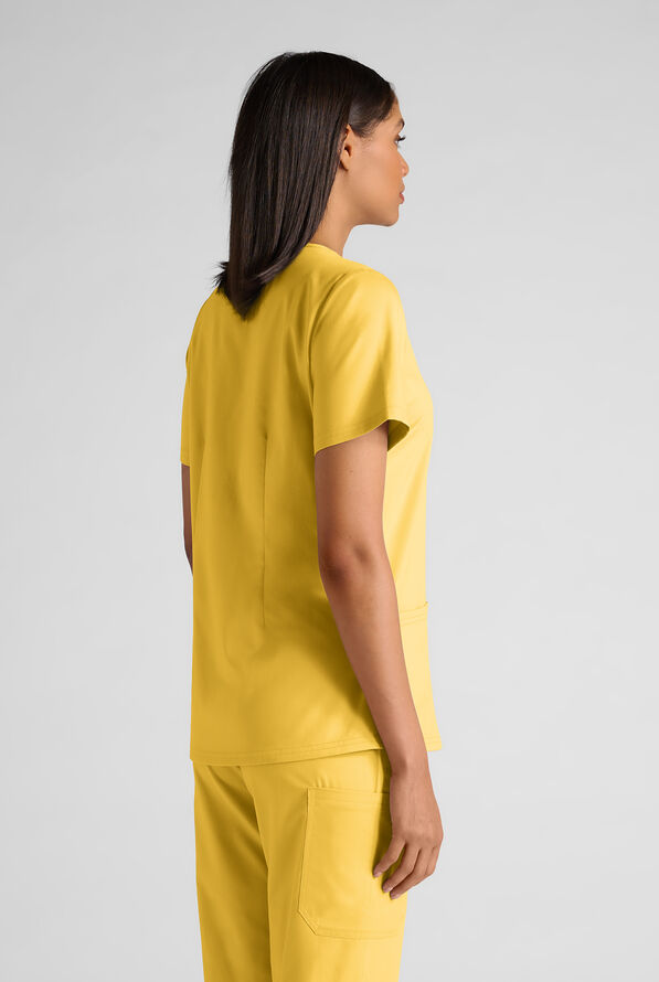 Butter-Soft STRETCH FLXTEK+ Women's 4-Pocket V-Neck Scrub Top - Warm Sun - 2