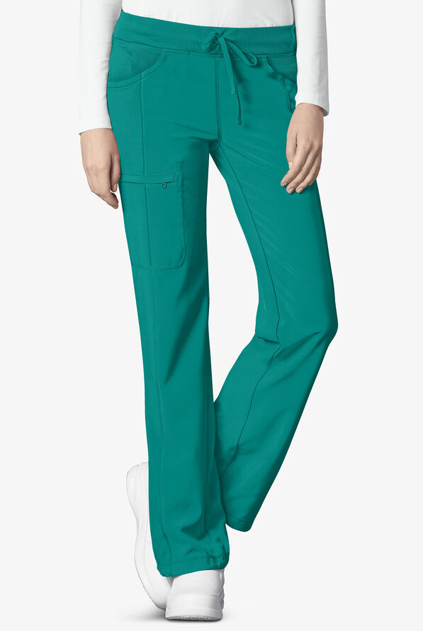 Infinity Women's 4-Pocket STRETCH Drawstring Scrub Pants - Petite - Teal - 1