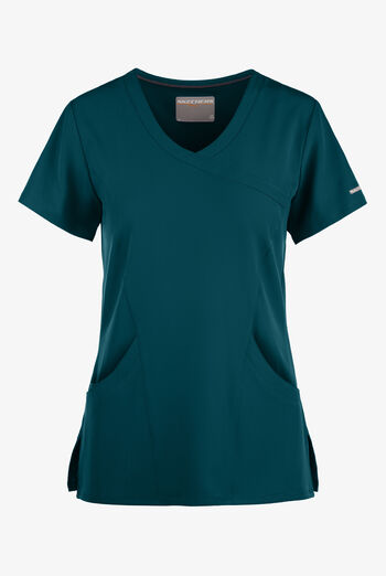 Blusa m&eacute;dica Skechers by Barco Reliance STRETCH estilo cruzado con 3 bolsillos para mujer