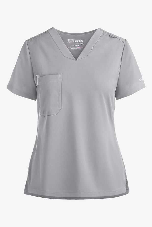 Grey's Anatomy by Barco Spandex STRETCH Bree Women's 1-Pocket Tuck In Scrub Top - Moonstruck - 1