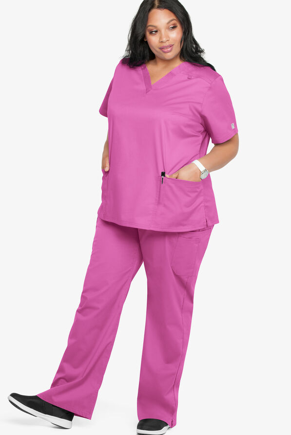 Blusa m&eacute;dica Butter-Soft STRETCH con cuello en V y 4 bolsillos para mujer - Rosebud - 5