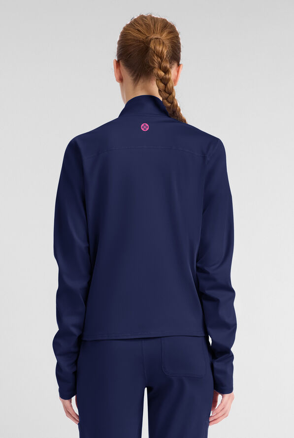 Chaqueta m&eacute;dica Med Couture Amp Knit STRETCH con cremallera y 2 bolsillos para mujer - Navy - 4