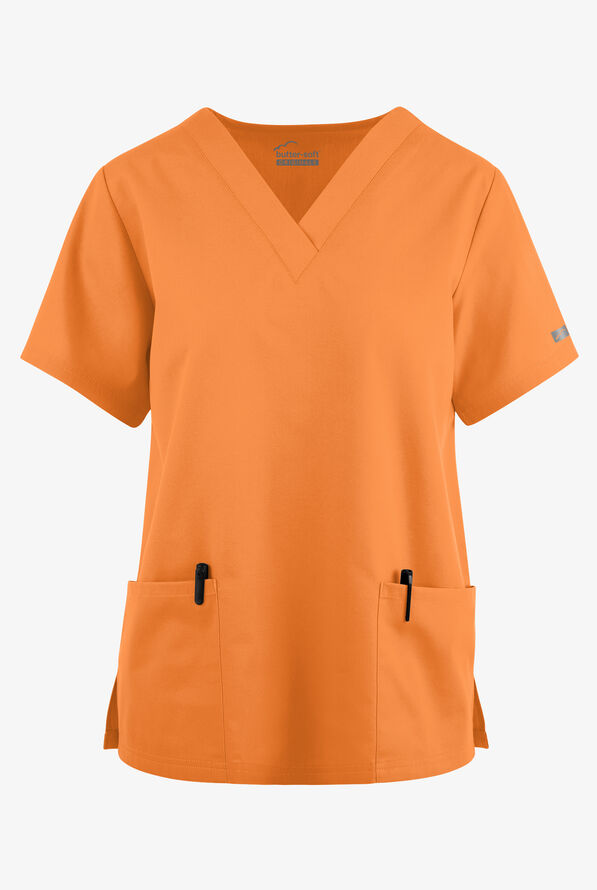 Butter-Soft Originals Women's 2-Pocket V-Neck Scrub Top - Apricot Crush - 1