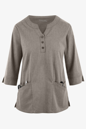Blusa m&eacute;dica mangas 3/4 Butter-Soft STRETCH con cuello redondo y 4 bolsillos para mujer