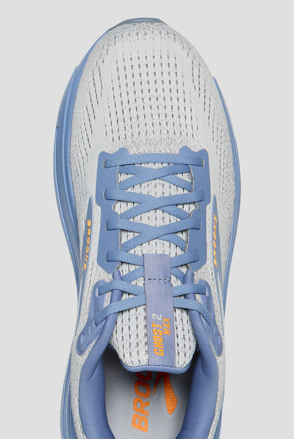 Brooks Men's Ghost Max 2 Oyster Mushroom/Blue/Orange Athletic Lace Up Shoes - null - 2