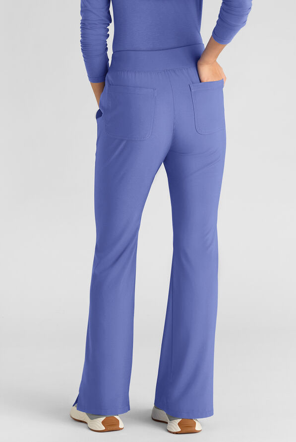 Easy STRETCH Sydney Women's Flare Leg Scrub Pants &ndash; 2-Piece Jumpsuit Bottom - Ceil Blue - 5