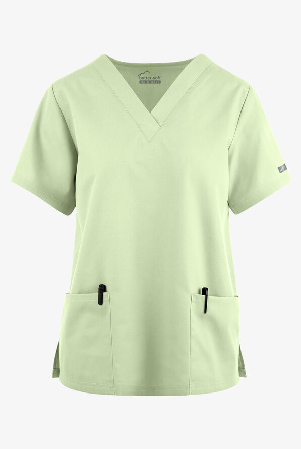 Butter-Soft Originals Women's 2-Pocket V-Neck Scrub Top - Spring Mint - 1