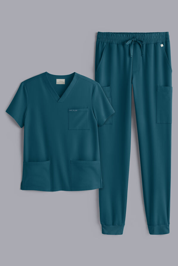 Conjunto de uniforme médico Hypothesis S-R Shift Ready estilo jogger con cuello en V para hombre - Caribbean Blue - 1