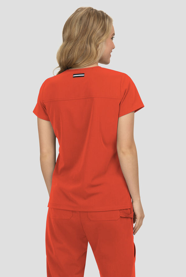 Blusa m&eacute;dica Koi Next Gen Hustle and Hear con cuello en V y 3 bolsillos para mujer - Burnt Umber - 4