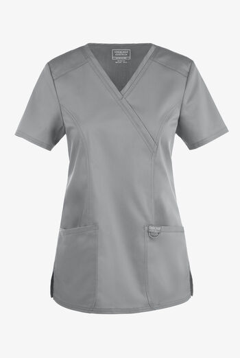 Cherokee Workwear Revolution Women's 2-Pocket STRETCH Mock Wrap Scrub Top