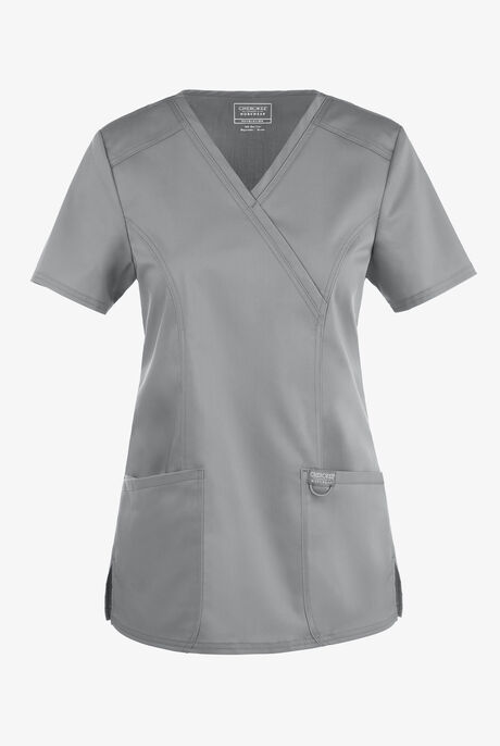 Cherokee Workwear Revolution Women's 2-Pocket STRETCH Mock Wrap Scrub Top
