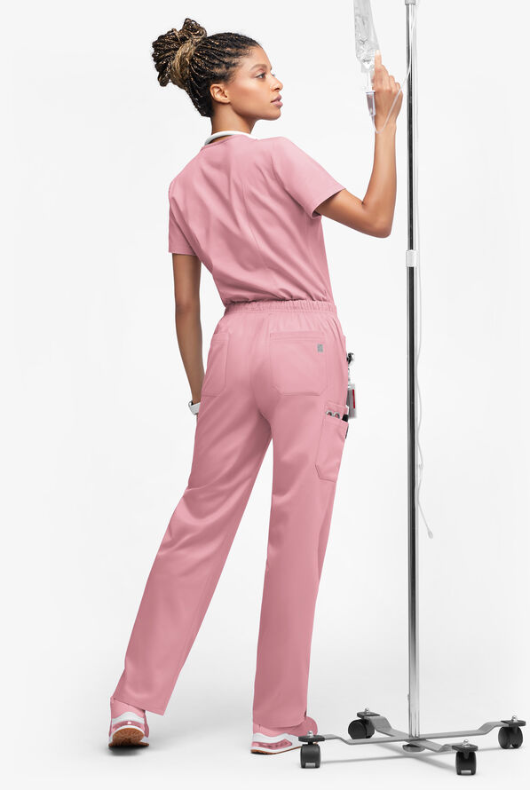 Butter-Soft STRETCH Women’s 10-Pocket Mid Rise Straight Leg Scrub Pant - Tall - Cosmo Pink - 4