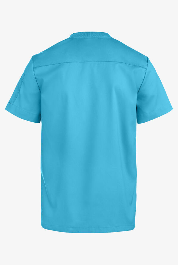 Advantage STRETCH Men's 2-Pocket Short Sleeve Henley Scrub Top - Turquoise - 5