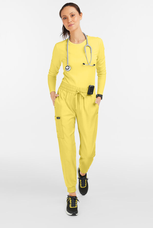 koi Basics Gemma Women's 5-Pocket STRETCH Cargo Jogger Scrub Pants - Sunshine - 4