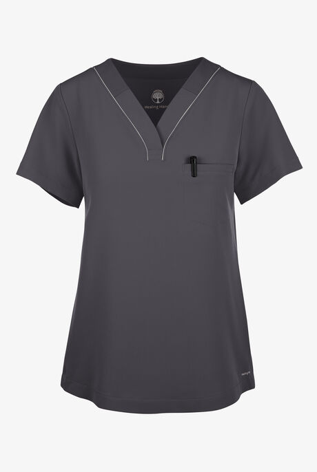 360 by Healing Hands Stella Women's 1-Pocket STRETCH Side Snap V-Neck Scrub Top