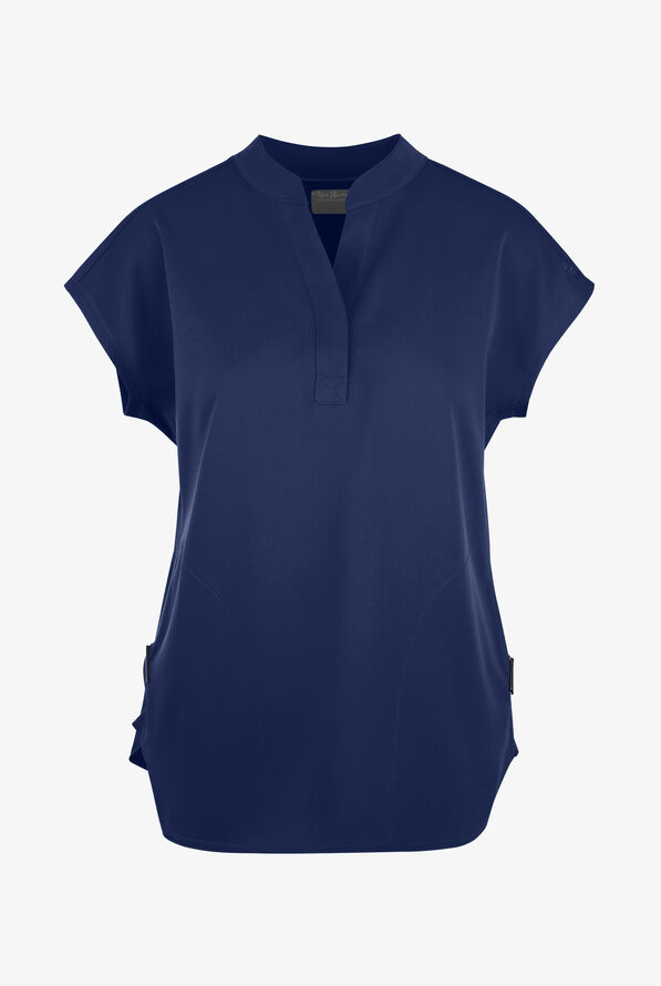 Zavate Ava Therese Piper Women's 2-Pocket STRETCH Dolman Sleeve Mandarin Collar Scrub Top - Navy - 1
