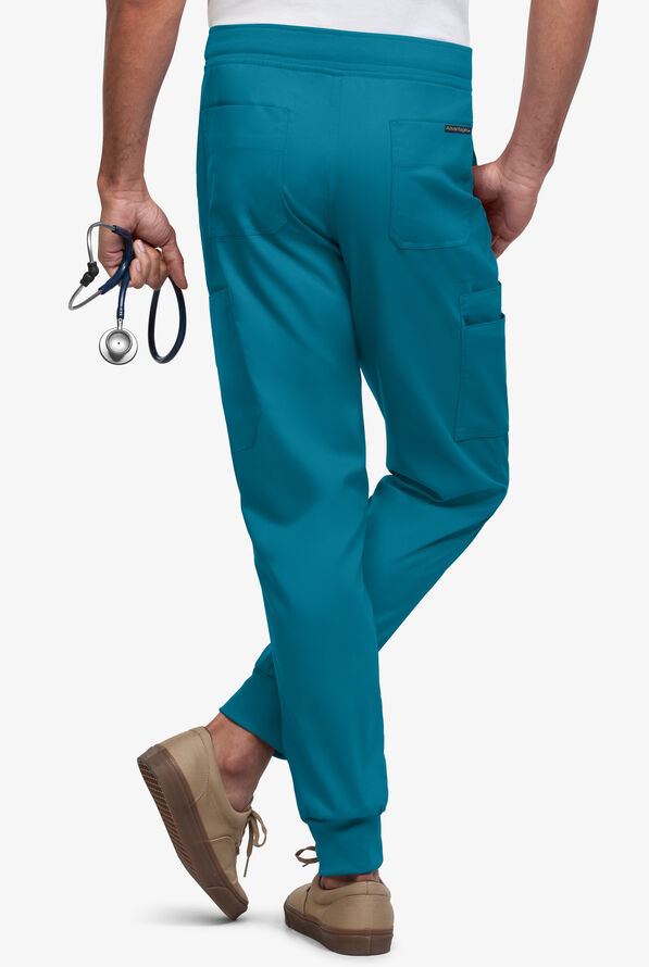 Advantage STRETCH Men's 9-Pocket Knit Waistband Jogger Scrub Pants - Caribbean Blue - 2