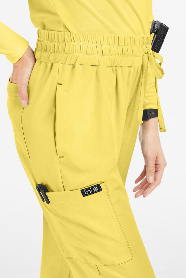 koi Basics Gemma Women's 5-Pocket STRETCH Cargo Jogger Scrub Pants - Sunshine - 2