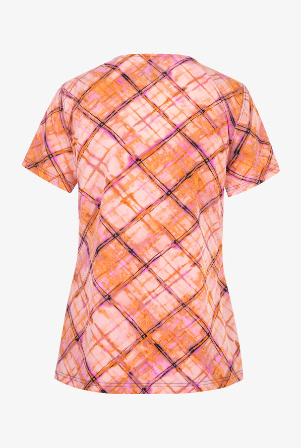 Dickies Paint By Plaid Women's 4-Pocket STRETCH V-Neck Print Scrub Top - null - 2