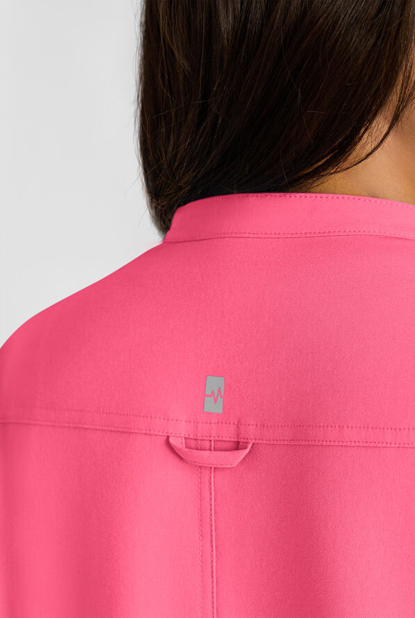 Easy STRETCH Bella Women's 1-Pocket Henley Scrub Top - Strawberry Fizz - 5