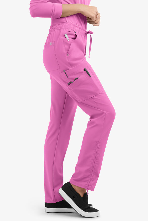 Easy STRETCH Halle Women's 11-Pocket Ruched Leg Jogger Scrub Pants - Magnesium Pink - 2