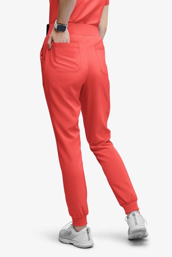 Pantal&oacute;n m&eacute;dico Easy STRETCH Olivia estilo jogger con 7 bolsillos para mujer - Spiced Coral - 4