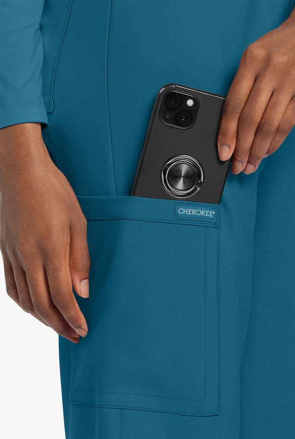 Cherokee Workwear Originals Ultra Unisex 3-Pocket Drawstring Straight Leg Scrub Pants - Caribbean Blue - 3