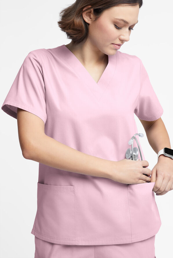 Blusa m&eacute;dica Butter-Soft Originals con cuello en V y 2 bolsillos para mujer - Rose Quartz - 4