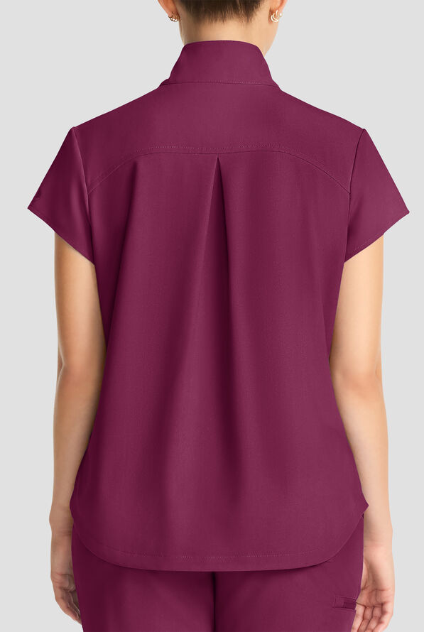 Blusa m&eacute;dica Healing Hands Quest STRETCH con cuello con cremallera y 1 bolsillo para mujer - Wine - 4