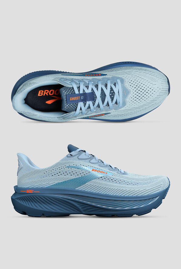 Brooks Men's Ghost 17 Skyway/Moonlight/Orange Athletic Lace Up Shoes - null - 1