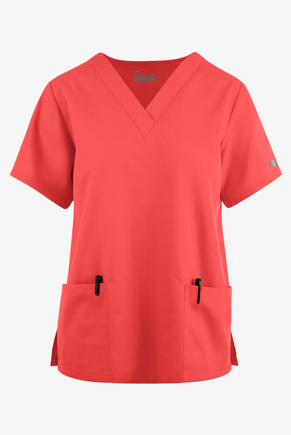 Butter-Soft Originals Women's 2-Pocket V-Neck Scrub Top - Radiant Red - 1