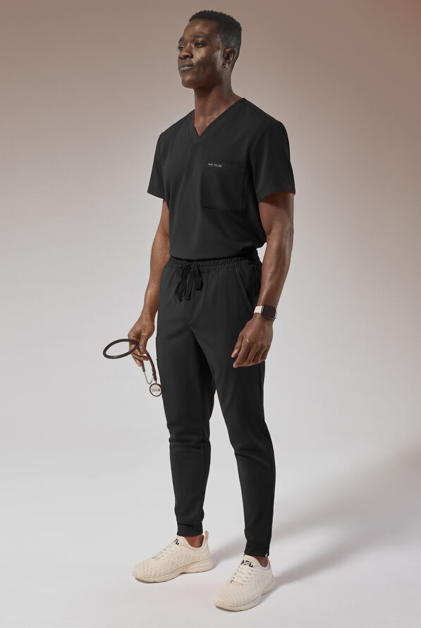 Hypothesis Omni V Men's 1-Pocket Tuck In V-Neck Scrub Top - Jet Black - 3