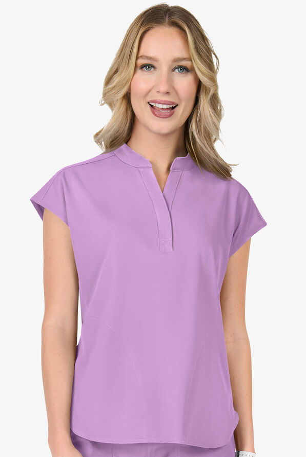 Zavate Ava Therese Sorbet Delights Piper Women's 2-Pocket STRETCH Dolman Sleeve Scrub Top - Sugar Plum - 2