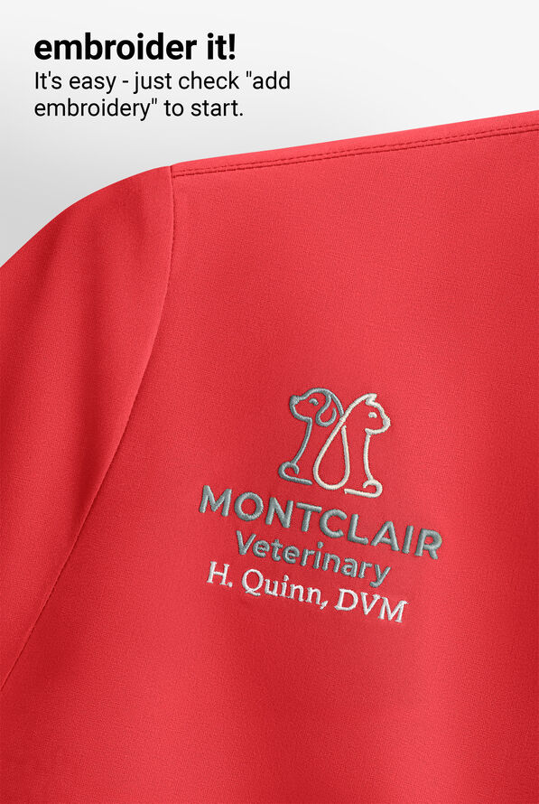 WhisperLite Dahlia Women's 4-Pocket Stretch Notched Neck Scrub Top - Diva Red - 4