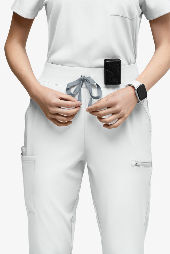Easy STRETCH Olivia Women's 7-Pocket Slim Leg Jogger Scrub Pants - White - 3